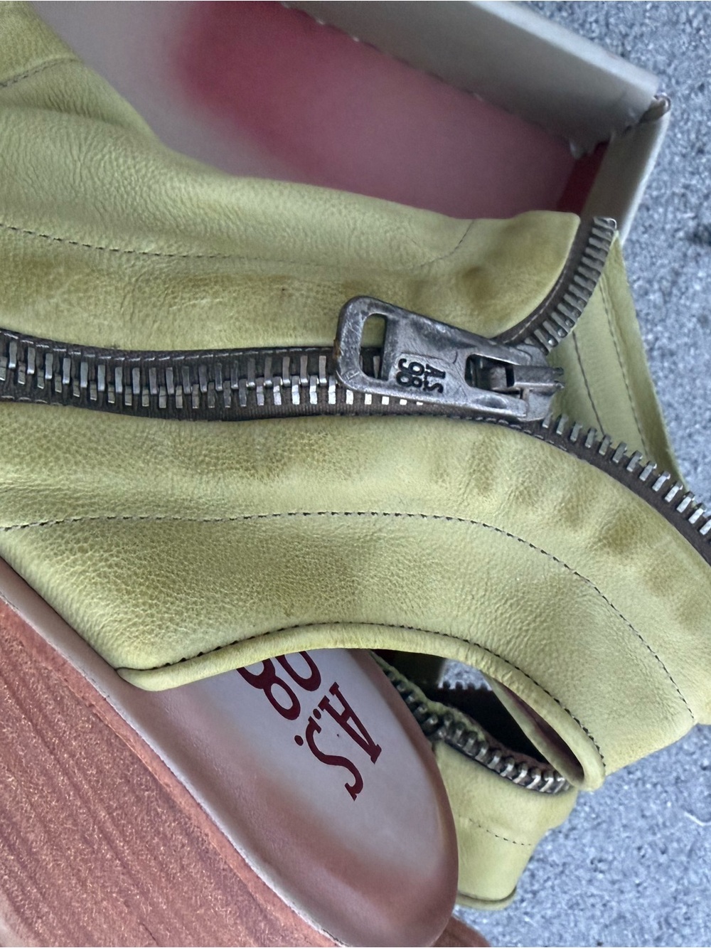A.S.98 Yellow Open-Toe Zip Wedge Sandals - Picture 16 of 16